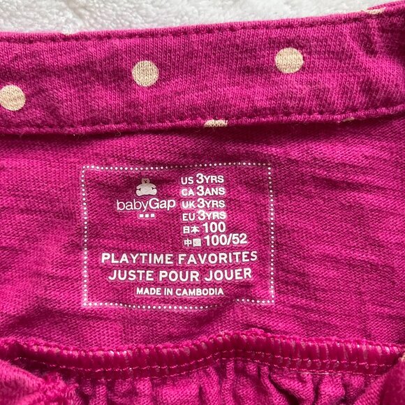 Baby Gap Factory 3T Long Sleeve Tee Pink Fuchsia Polka Dot Kids Button-Up - Picture 9 of 16